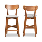 Load image into Gallery viewer, Baxton Studio Cameron Modern And Contemporary Transitional Grey Fabric Upholstered And Walnut Brown Finished Wood 2-Piece Counter Stool Set
