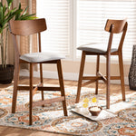 Load image into Gallery viewer, Baxton Studio Cameron Modern And Contemporary Transitional Grey Fabric Upholstered And Walnut Brown Finished Wood 2-Piece Counter Stool Set
