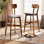 Load image into Gallery viewer, Baxton Studio Cameron Modern And Contemporary Transitional Grey Fabric Upholstered And Walnut Brown Finished Wood 2-Piece Bar Stool Set
