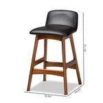 Load image into Gallery viewer, Baxton Studio Darrin Mid-Century Modern Black Faux Leather Upholstered And Walnut Brown Finished Wood 2-Piece Counter Stool Set
