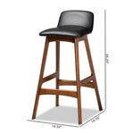 Load image into Gallery viewer, Baxton Studio Darrin Mid-Century Modern Black Faux Leather Upholstered And Walnut Brown Finished Wood 2-Piece Bar Stool Set
