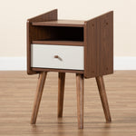 Load image into Gallery viewer, Baxton Studio Elario Mid-Century Modern Two-Tone Grey And Walnut Brown Finished Wood 1-Drawer Nightstand
