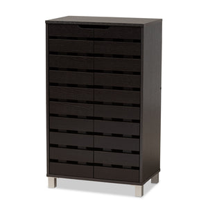 Baxton Studio Ernest Modern and Contemporary Finished Wood 2-Door Shoe Storage Cabinet