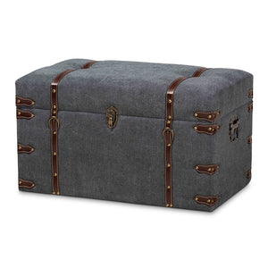 Baxton Studio Palma Modern and Contemporary Transitional Fabric Upholstered Storage Trunk Ottoman