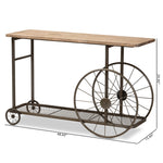 Load image into Gallery viewer, Baxton Studio Terence Vintage Rustic Industrial Natural Finished Wood And Black Finished Metal Wheeled Console Table
