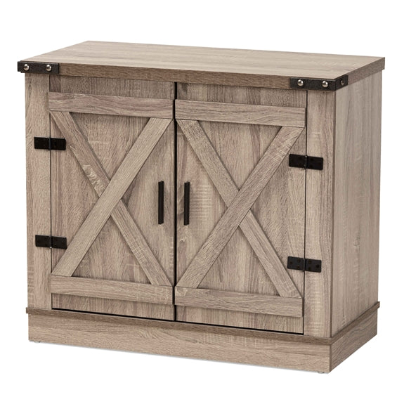 Baxton Studio Wayne Modern Contemporary Farmhouse Finished Wood 2-Door Shoe Storage Cabinet