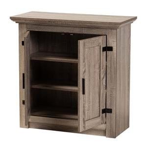 Baxton Studio Bruce Modern Contemporary Farmhouse Oak Brown Finished Wood 2-Door Shoe Storage Cabinet