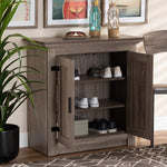 Load image into Gallery viewer, Baxton Studio Bruce Modern Contemporary Farmhouse Oak Brown Finished Wood 2-Door Shoe Storage Cabinet
