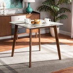 Load image into Gallery viewer, Baxton Studio Kaylee Mid-Century Modern Transitional Walnut Brown Finished Wood Dining Table With Faux Marble Tabletop
