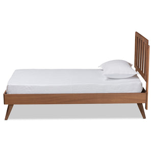 Baxton Studio Michi Modern And Contemporary Ash Walnut Finished Wood Twin Size Bed