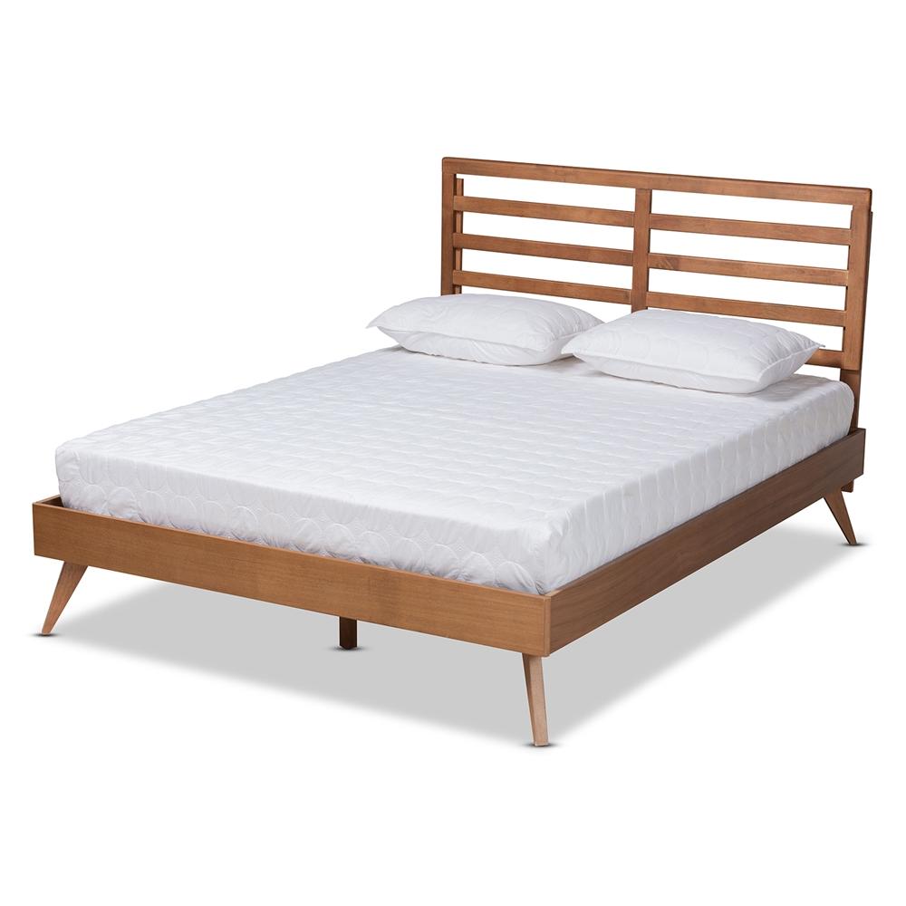 Baxton Studio Shiro Mid-Century Modern Ash Walnut Finished Wood Platform Bed