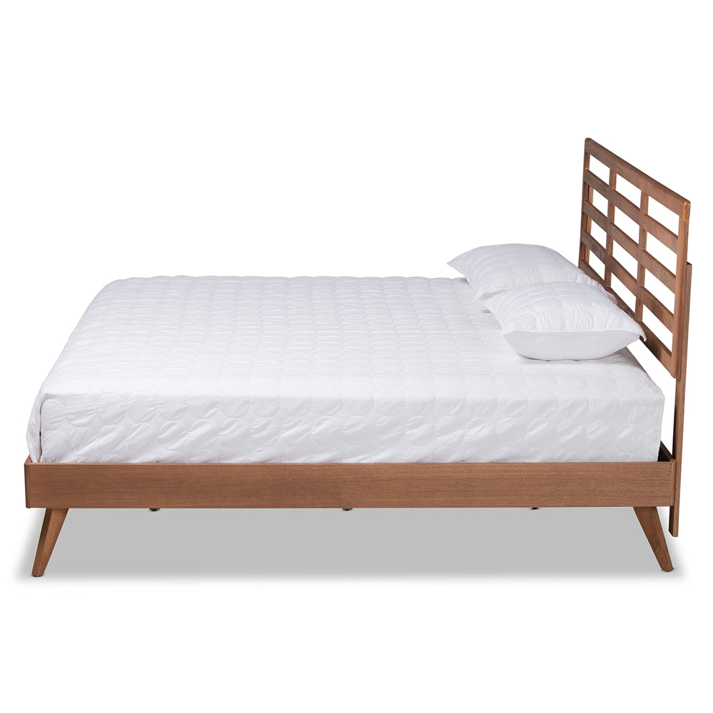 Baxton Studio Shiro Mid-Century Modern Ash Walnut Finished Wood Platform Bed