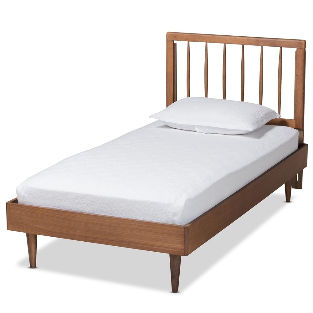 Baxton Studio Sora Mid-Century Modern Ash Walnut Finished Wood Platform Bed