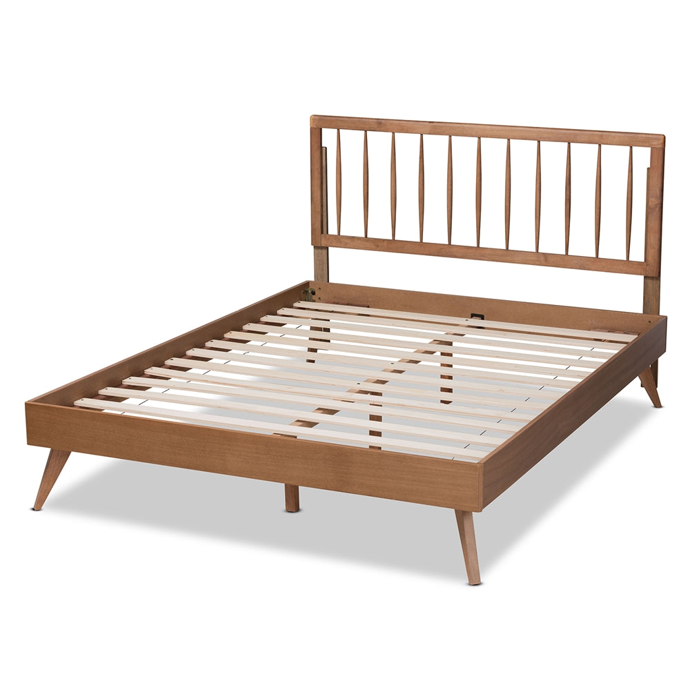 Baxton Studio Toru Mid-Century Modern Ash Walnut Finished Wood Platform Bed