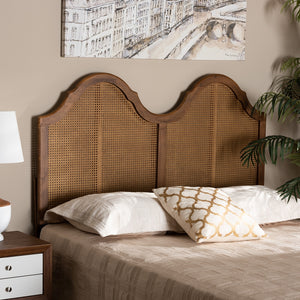 Baxton Studio Hazel Vintage Classic and Traditional  Finished Wood and Synthetic Rattan Arched Headboard