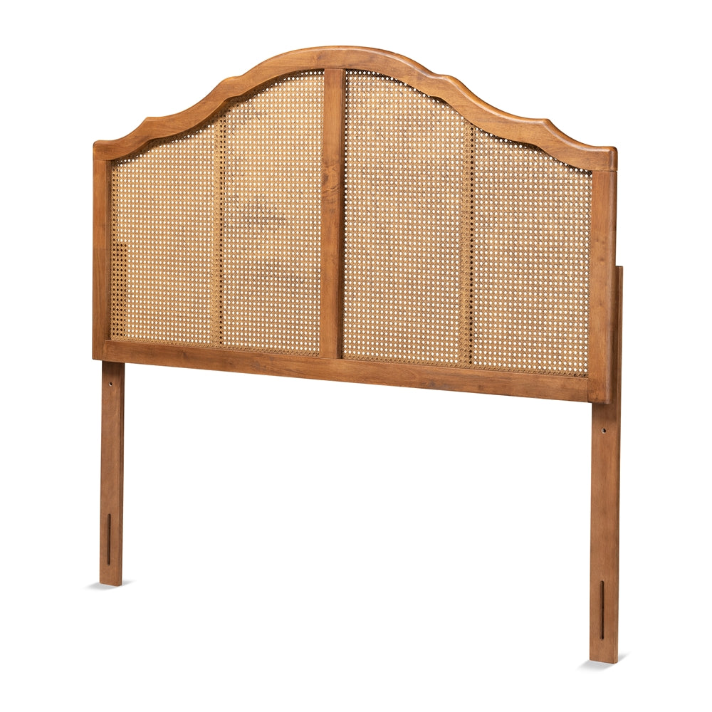 Baxton Studio Iris Vintage Classic and Traditional Finished Wood and Synthetic Rattan Arched Headboard