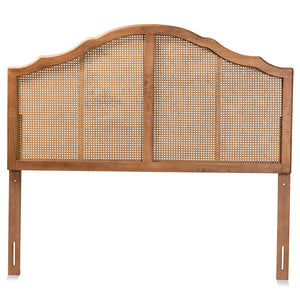 Baxton Studio Iris Vintage Classic and Traditional Finished Wood and Synthetic Rattan Arched Headboard