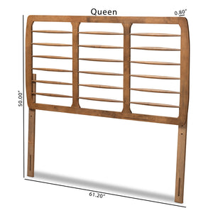 Baxton Studio Carolyn Mid-Century Modern Ash Walnut Finished Wood Queen Size Headboard