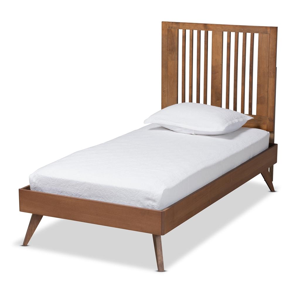 Baxton Studio Takeo Mid-Century Modern Transitional Ash Walnut Finished Wood Platform Bed