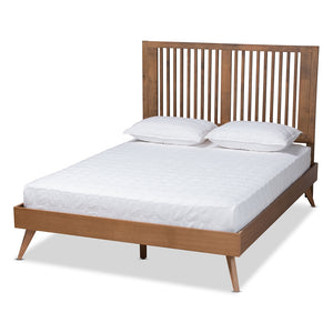 Baxton Studio Takeo Mid-Century Modern Transitional Ash Walnut Finished Wood Platform Bed