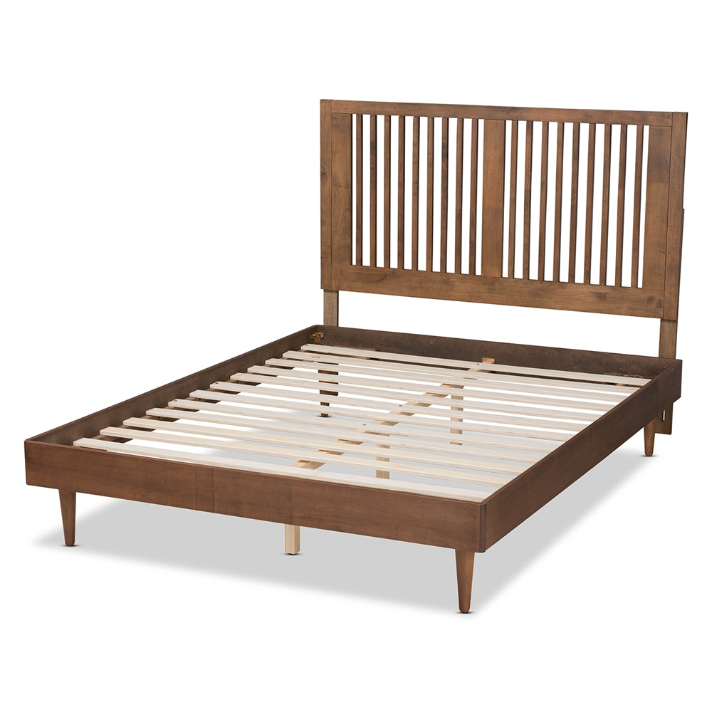 Baxton Studio Kioshi Mid-Century Modern Transitional Ash Walnut Finished Wood Platform Bed