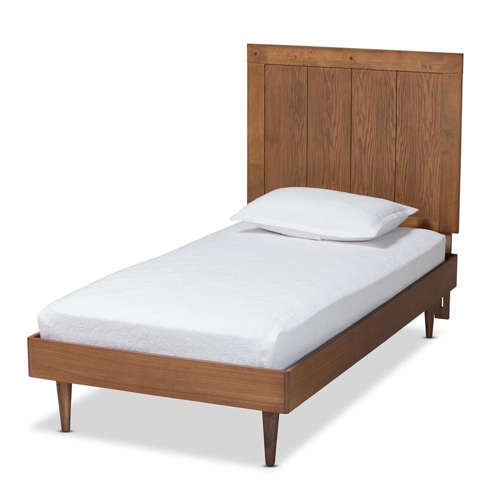 Baxton Studio Nicola Mid-Century Modern Transitional Ash Walnut Finished Wood Platform Bed