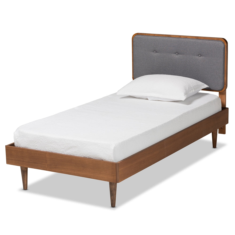 Baxton Studio Cilka Mid-Century Modern Fabric Upholstered and  Finished Wood Platform Bed