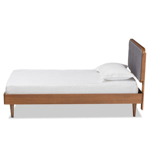 Baxton Studio Cilka Mid-Century Modern Fabric Upholstered and  Finished Wood Platform Bed