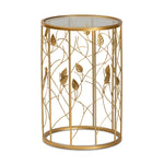 Load image into Gallery viewer, Baxton Studio Anaya Modern And Contemporary Glam Brushed Gold Finished Metal And Glass Leaf Accent End Table
