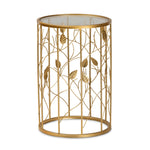 Load image into Gallery viewer, Baxton Studio Anaya Modern And Contemporary Glam Brushed Gold Finished Metal And Glass Leaf Accent End Table
