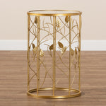 Load image into Gallery viewer, Baxton Studio Anaya Modern And Contemporary Glam Brushed Gold Finished Metal And Glass Leaf Accent End Table
