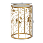 Load image into Gallery viewer, Baxton Studio Anaya Modern And Contemporary Glam Brushed Gold Finished Metal And Glass Leaf Accent End Table
