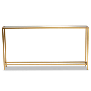 Baxton Studio Alessa Modern And Contemporary Glam Gold Finished Metal And Mirrored Glass Console Table