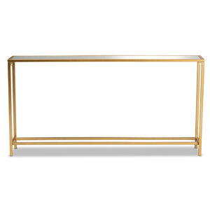 Baxton Studio Alessa Modern And Contemporary Glam Gold Finished Metal And Mirrored Glass Console Table