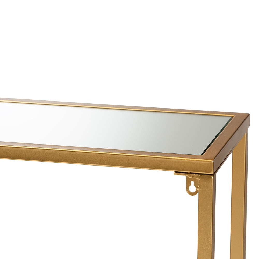 BAXTON STUDIO ALESSA MODERN AND CONTEMPORARY GLAM GOLD FINISHED METAL AND MIRRORED GLASS CONSOLE TABLE