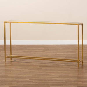 Baxton Studio Alessa Modern And Contemporary Glam Gold Finished Metal And Mirrored Glass Console Table