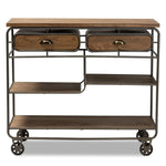 Load image into Gallery viewer, Baxton Studio Grant Vintage Rustic Industrial Oak Brown Finished Wood And Black Finished Metal 2-Drawer Kitchen Cart
