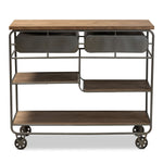 Load image into Gallery viewer, Baxton Studio Grant Vintage Rustic Industrial Oak Brown Finished Wood And Black Finished Metal 2-Drawer Kitchen Cart
