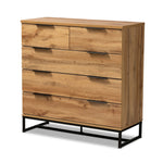 Load image into Gallery viewer, Baxton Studio Franklin Modern And Contemporary Oak Finished Wood And Black Finished Metal 5-Drawer Bedroom Chest
