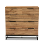 Load image into Gallery viewer, Baxton Studio Franklin Modern And Contemporary Oak Finished Wood And Black Finished Metal 5-Drawer Bedroom Chest
