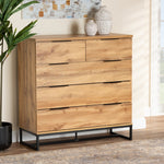 Load image into Gallery viewer, Baxton Studio Franklin Modern And Contemporary Oak Finished Wood And Black Finished Metal 5-Drawer Bedroom Chest
