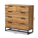 Load image into Gallery viewer, Baxton Studio Franklin Modern And Contemporary Oak Finished Wood And Black Finished Metal 5-Drawer Bedroom Chest
