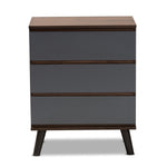 Load image into Gallery viewer, Baxton Studio Roldan Modern And Contemporary Two-Tone Walnut And Grey Finished Wood 3-Drawer Bedroom Chest
