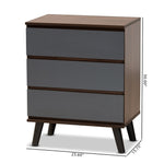 Load image into Gallery viewer, Baxton Studio Roldan Modern And Contemporary Two-Tone Walnut And Grey Finished Wood 3-Drawer Bedroom Chest
