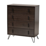 Load image into Gallery viewer, Baxton Studio Baldor Modern And Contemporary Dark Brown Finished Wood And Black Metal 4-Drawer Bedroom Chest
