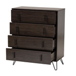 Load image into Gallery viewer, Baxton Studio Baldor Modern And Contemporary Dark Brown Finished Wood And Black Metal 4-Drawer Bedroom Chest
