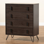 Load image into Gallery viewer, Baxton Studio Baldor Modern And Contemporary Dark Brown Finished Wood And Black Metal 4-Drawer Bedroom Chest
