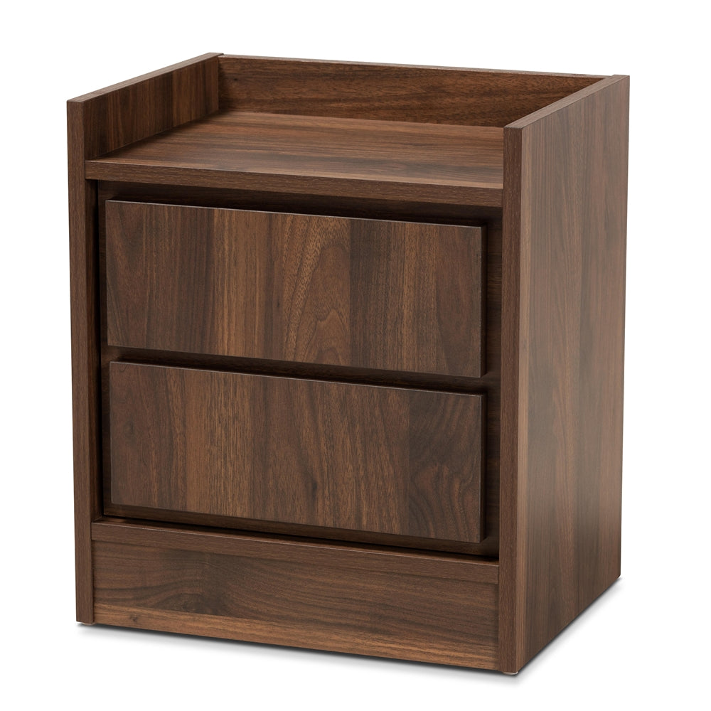 Baxton Studio Hale Modern And Contemporary Walnut Brown Finished Wood 1-Door Nightstand