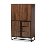 Load image into Gallery viewer, Baxton Studio Neil Modern And Contemporary Walnut Brown Finished Wood And Black Finished Metal Multipurpose Storage Cabinet
