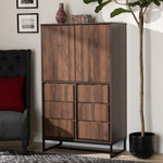 Load image into Gallery viewer, Baxton Studio Neil Modern And Contemporary Walnut Brown Finished Wood And Black Finished Metal Multipurpose Storage Cabinet
